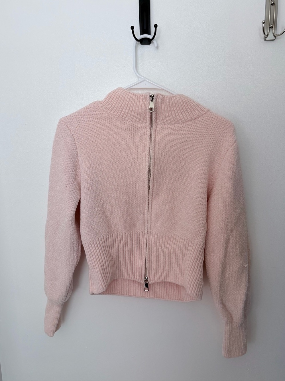 Women's Pink Zip-Back Knit Sweater